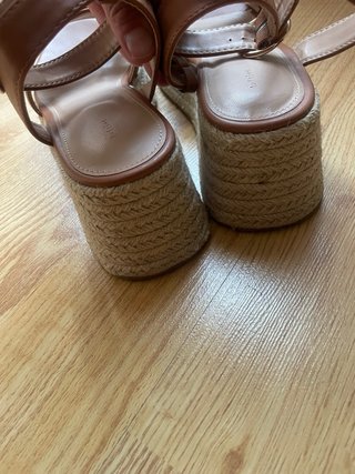 Sandalias cuña esparto marrón talla 37
