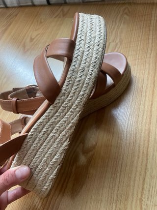Sandalias cuña esparto marrón talla 37