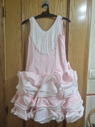 Vestido Gitana Niña Rosa Lunares
