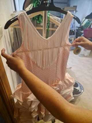 Vestido Gitana Niña Rosa Lunares