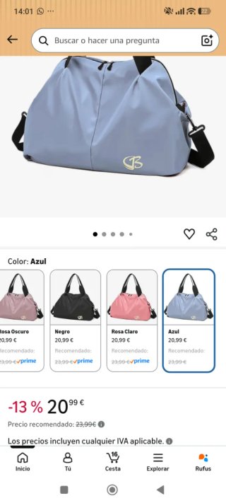 Bolsa de deporte impermeable gris-azulado y negra