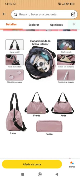 Bolsa de deporte impermeable gris-azulado y negra