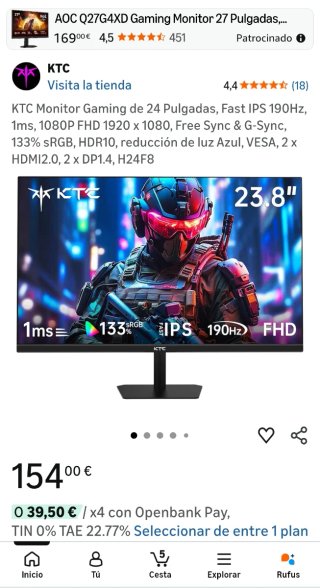 Monitor Gaming KTC FHD 180 Hz precintado