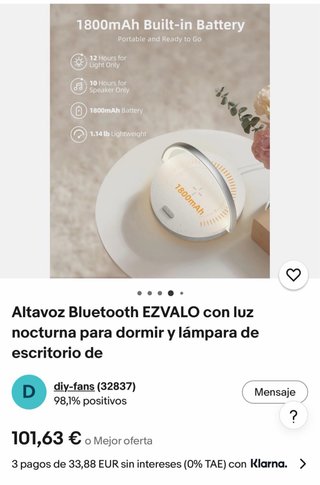 Lámpara EZVALO Bluetooth Carga Inalámbrica