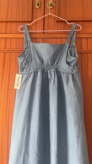 Vestido Verano Lino Azul Talla Única