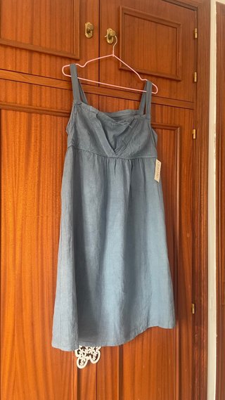 Vestido Verano Lino Azul Talla Única