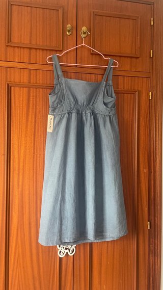 Vestido Verano Lino Azul Talla Única
