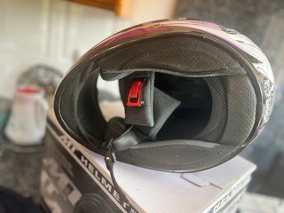 Casco Moto Mujer MT Thunder Morado Blanco, talla M