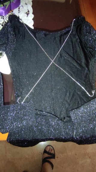 Vestido fiesta mujer negro brillante