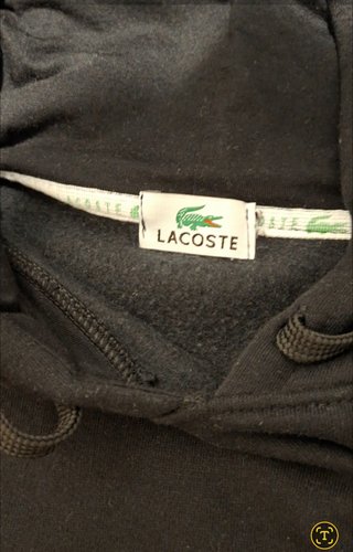 Lacoste Hoodie Negra | Logo Bordado Talla S