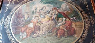 Pareja de cuadros.Laminas escena oriental. Cristal