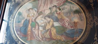 Pareja de cuadros.Laminas escena oriental. Cristal