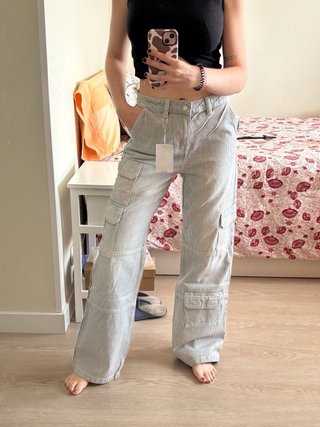 Pantalón Cargo Bershka Rayas Talla 36 Nuevo