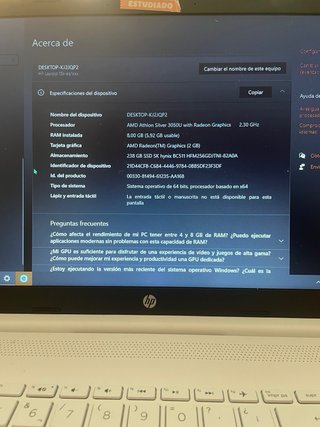 Portátil HP 15s-EQ1XXX AMD Athlon Silver