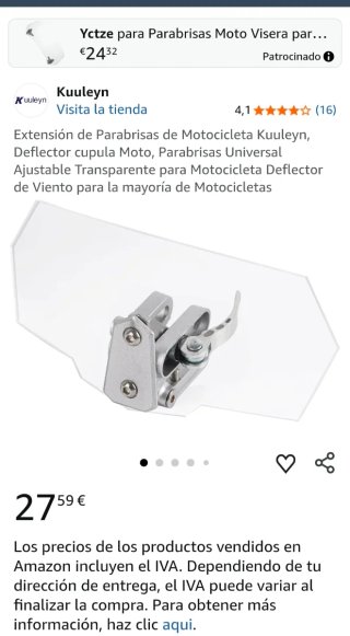 Parabrezza regolabile universale per moto