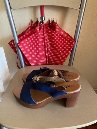 Sandalias ANA Talla 38 Azul y Marrón