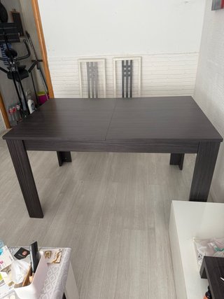 Mesa de comedor extensible madera gris oscuro