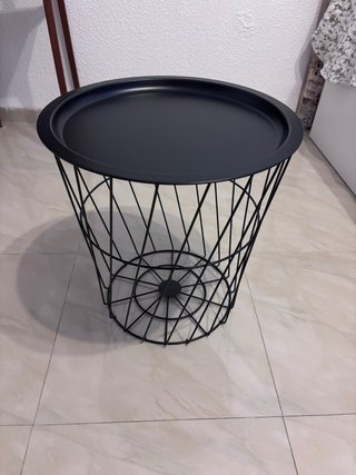 Mesa auxiliar bandeja metal negra