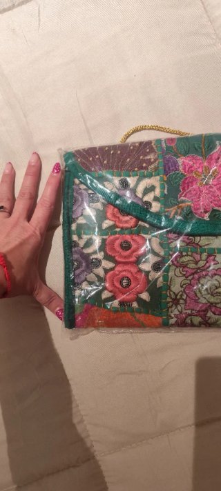 Bolso de mano bordado floral Sin estrenar