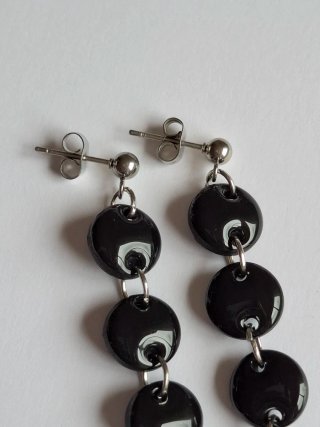 Pendientes Delia negro plateado