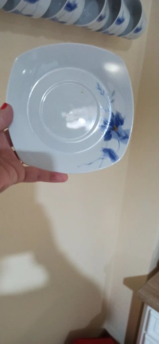 Juego Platos y Tazas Flores Azules
