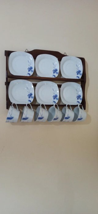 Juego Platos y Tazas Flores Azules