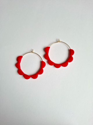 Pendientes Aro ondas rojas