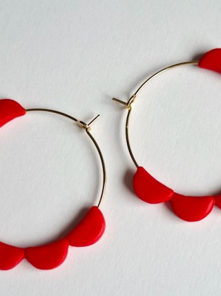 Pendientes Aro ondas rojas