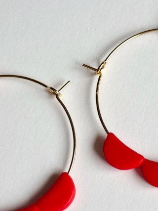 Pendientes Aro ondas rojas