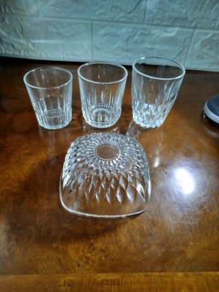 Lote 9 Vasos Duralex y Bol Cristal
