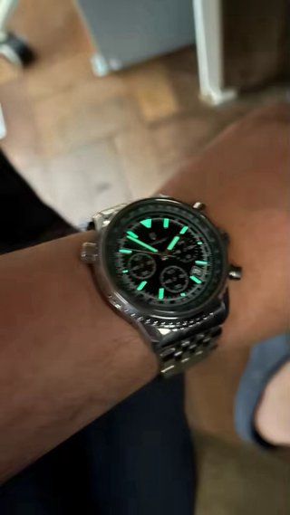 Reloj Poedagar Cronógrafo Verde y Plateado