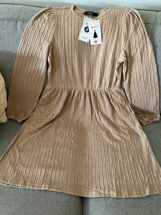 Vestido Zesica elástico beige talla M