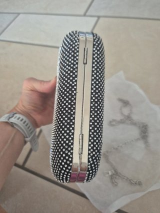 Borsa rigida - pochette elegante nera con strass e