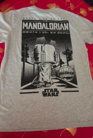 Camiseta Mandalorian y Grogu gris