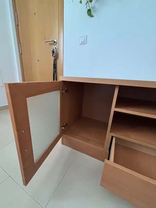 Mueble TV cristal y 2 estantes