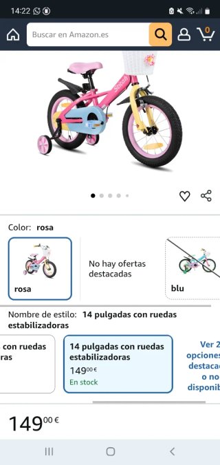 Bicicleta Infantil Stich 14 Azul/Rosa