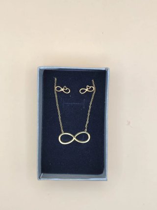 Collar y pendientes infinito acero inoxidable