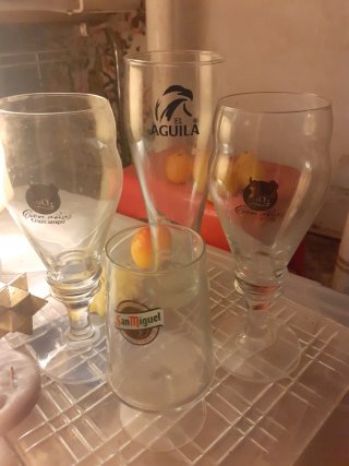 Confezione di 4 Bicchieri per Birra Cruzcampo, Águila, San Miguel