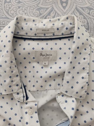 Camisa Pepe Jeans Blanca Estampada Talla XL