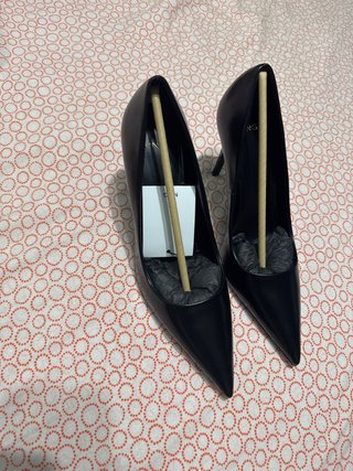 Tacones Mango Negros Cuero Talla 38