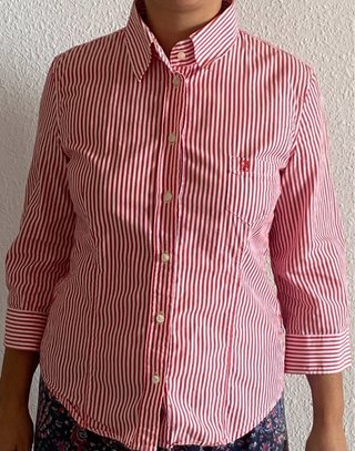 Camisa Rayas Rojas y Blancas Media Mangas.