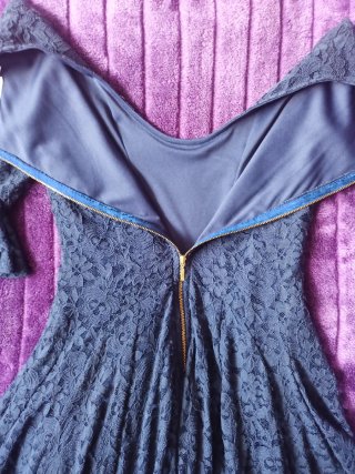 Vestido Encaje Azul Marino Maggie Sweet Talla S