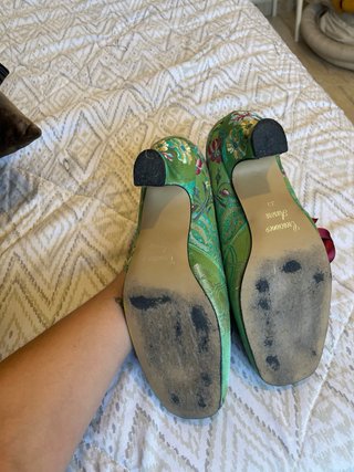 Traje de Fallera verde con manteletas plata