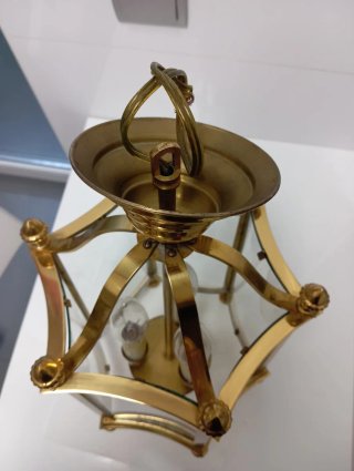 Lámpara Farol Colgante Latón y Cristal