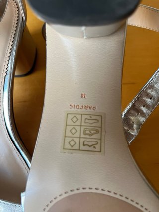 Sandalias plateadas tacón mujer talla 38