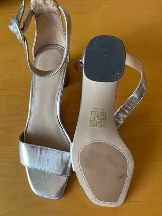Sandalias plateadas tacón mujer talla 38