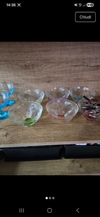 Set 6 Coppette Vetro Colorate
