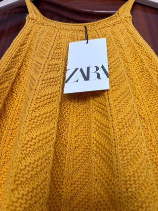 Top Zara tejido algodón amarillo talla 13/14 XS