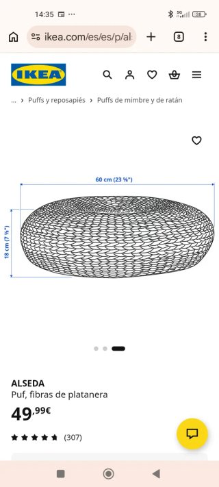 Reposapiés/ puff redondo mimbre Ikea