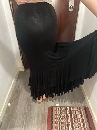 Falda flamenca ensayo negra volantes